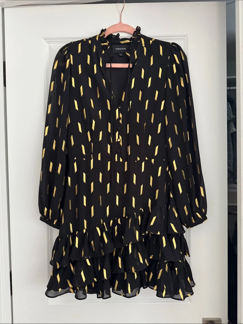 Yumi Kim Black Dress with Gold Metallic Pattern